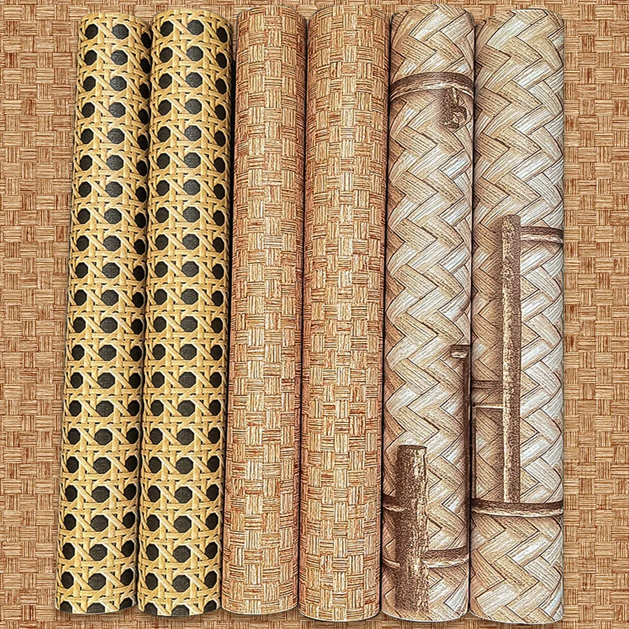 Weinrebenförmige Bambuskunst-Tapete, Bambusmatte, Teehaus, Wohnzimmer, Esszimmer, Dekoration, selbstklebende PVC-Tapete