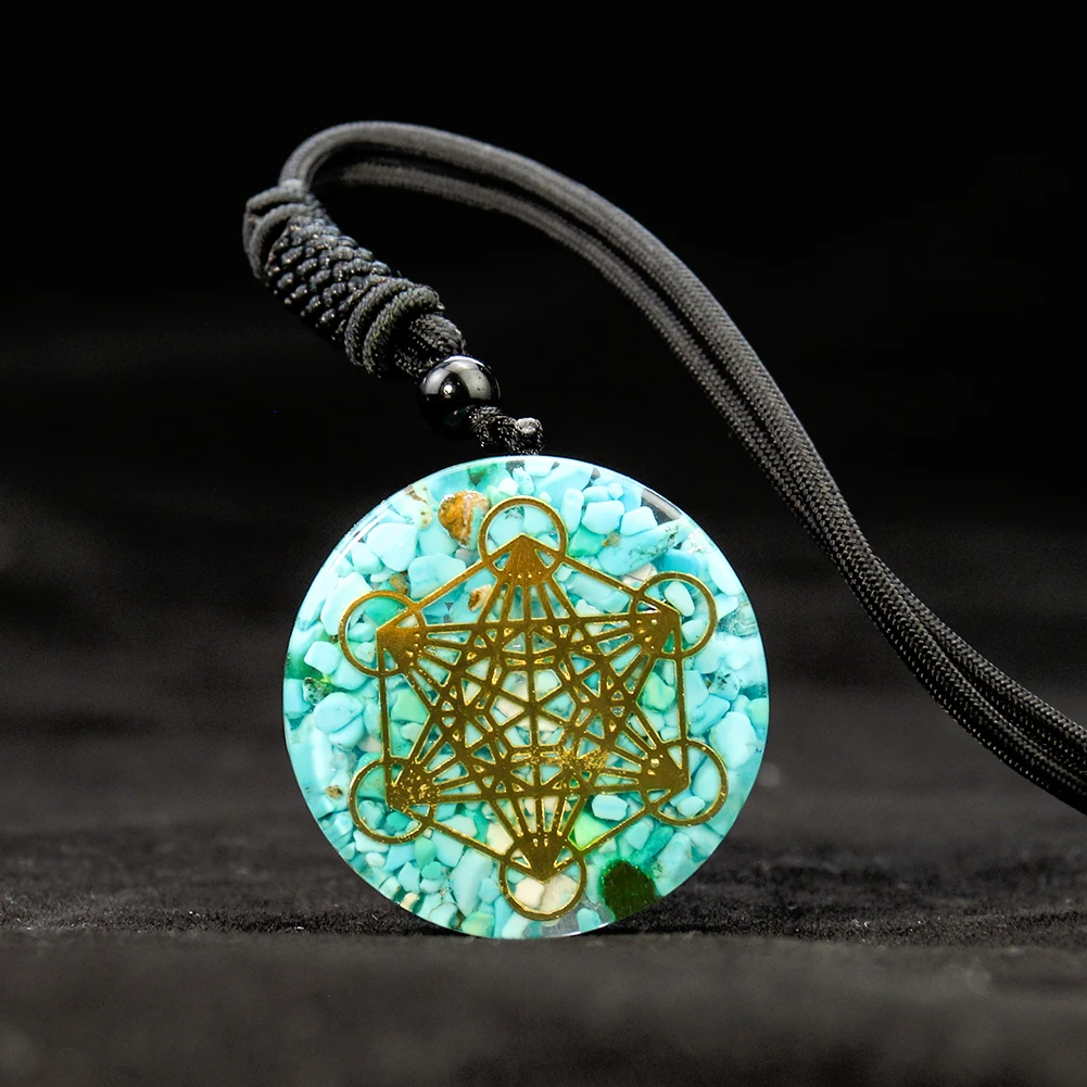 Orgonite Metatron Cube Pendant Necklace Om Energy Healing Crystal Sacred Geometry Chakra Necklace Yoga Meditation Jewelry Gifts