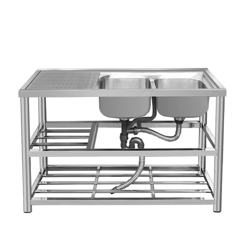 Round leg stainless steel sink stand with shelf