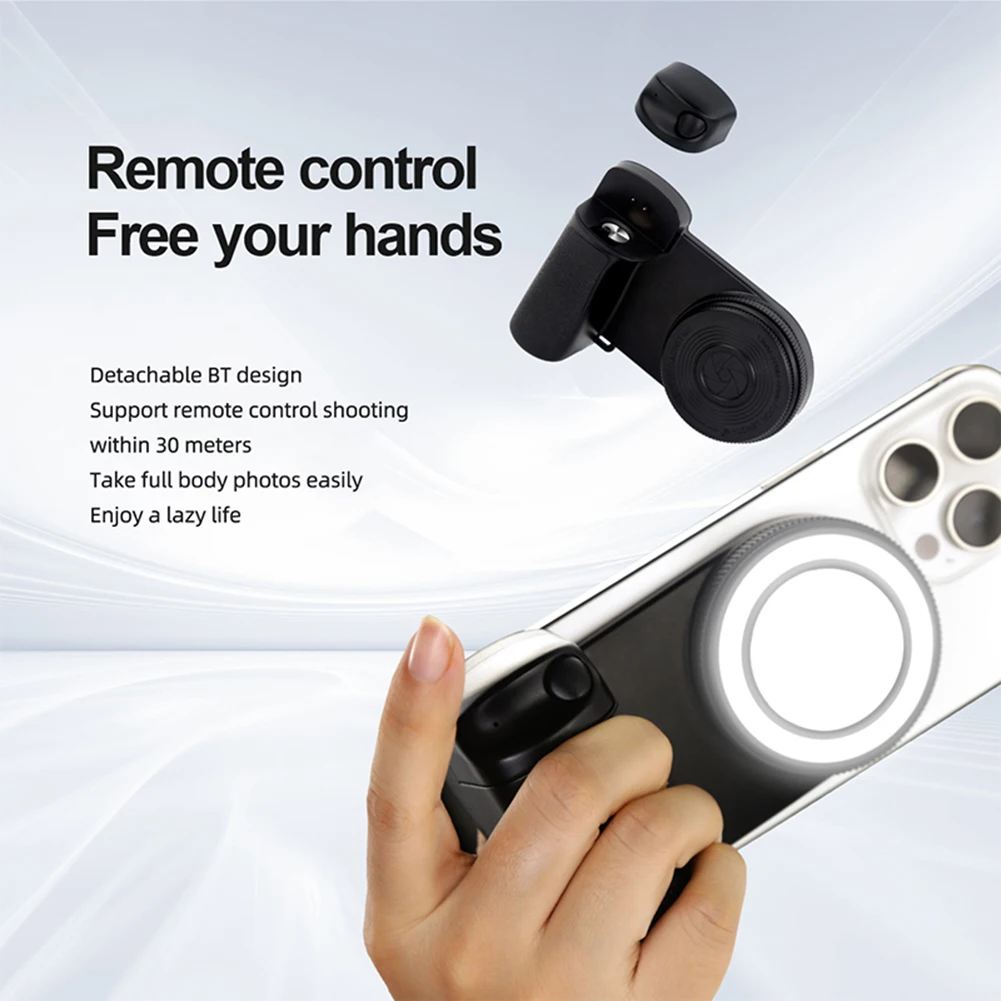 

For Magsafe Magnetic Bluetooth-Compatible Shutter Phone Hand Grip 1/4inch Screw Selfie Handle Phone Holder for iPhone 16 15 Vlog