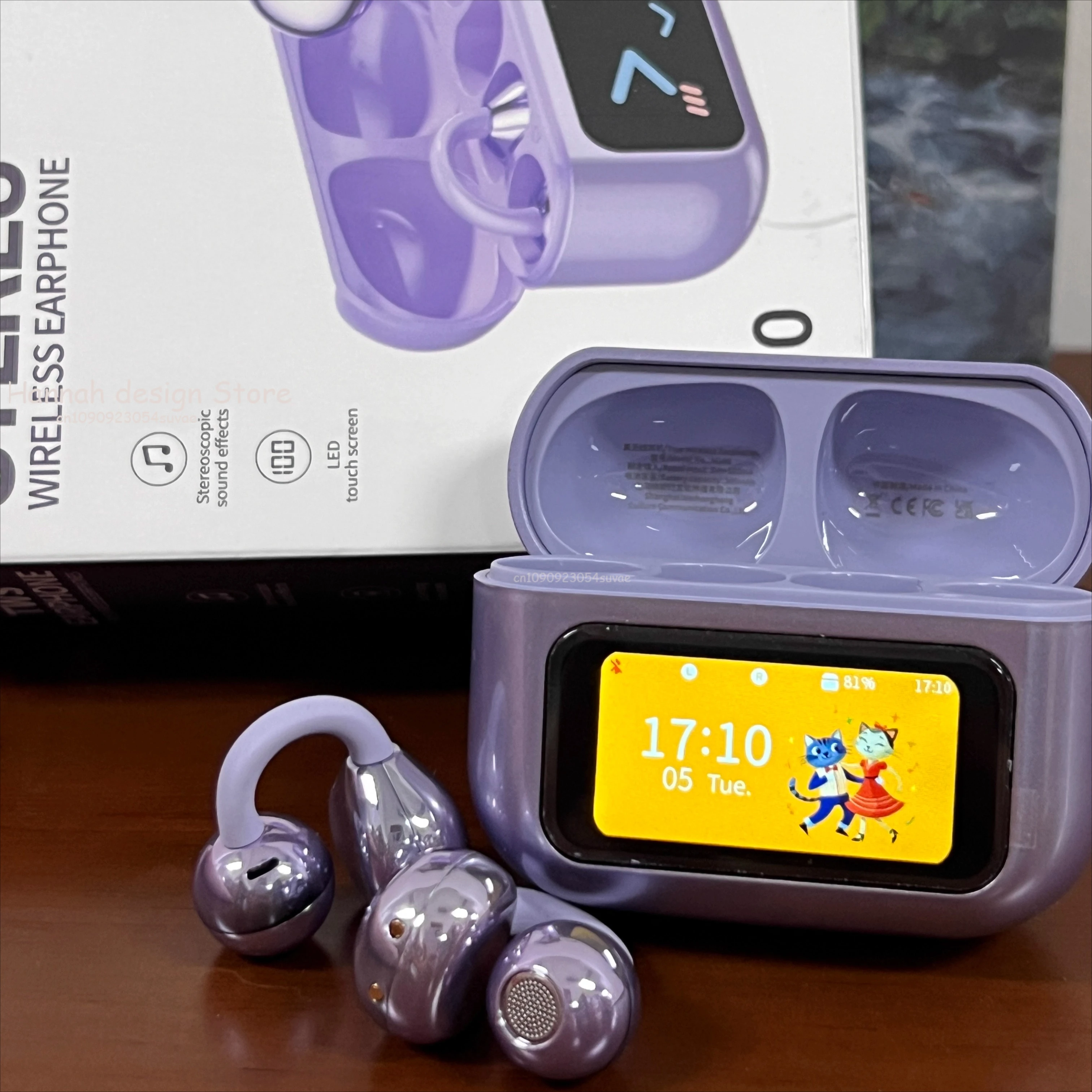 M100 LCD تعمل باللمس مكافحة فقدان سماعة AI الحد من الضوضاء مع HIFI الصوت بلوتوث 5.4 سماعة مفتوحة الأذن كليب سماعات الأذن