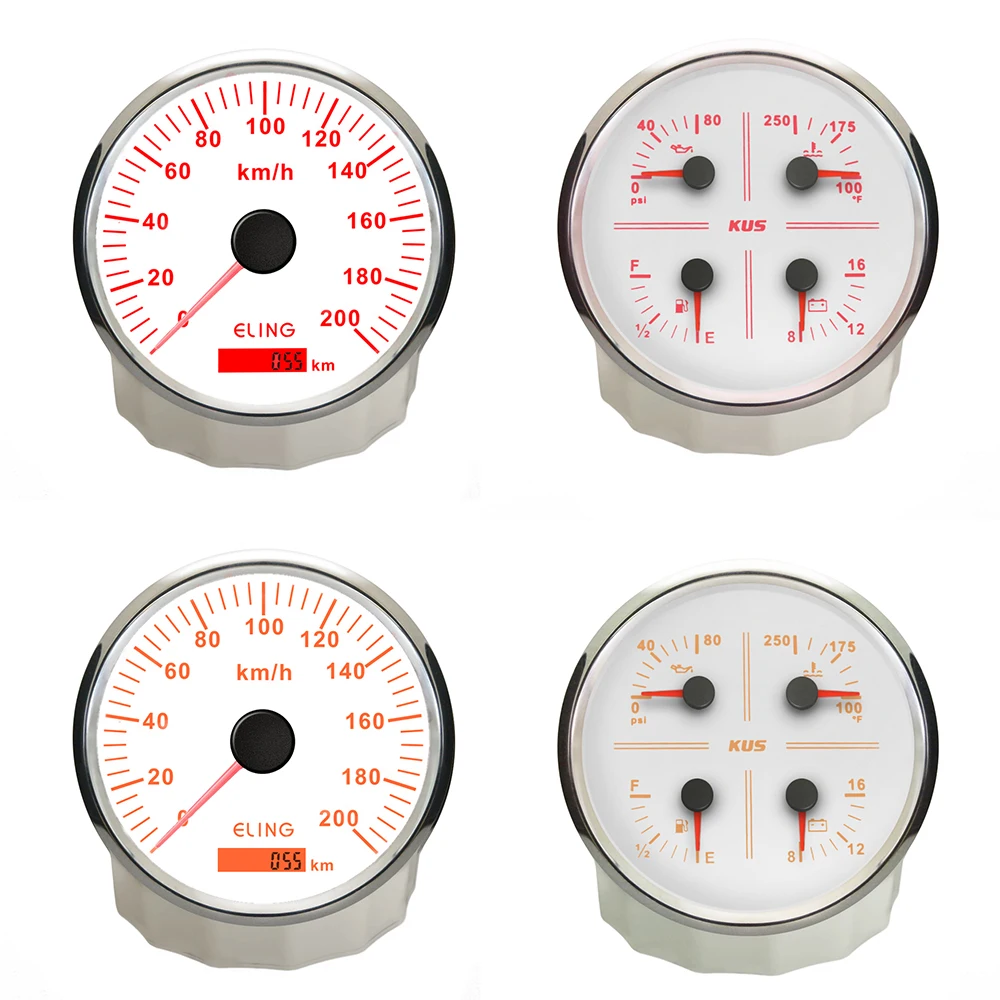 Universal 110mm 0-200k GPS Speedometer with 4 in 1 Multi-function Gauge Oil Pressure Water Temp. Voltmeter 8-16V Fuel Level