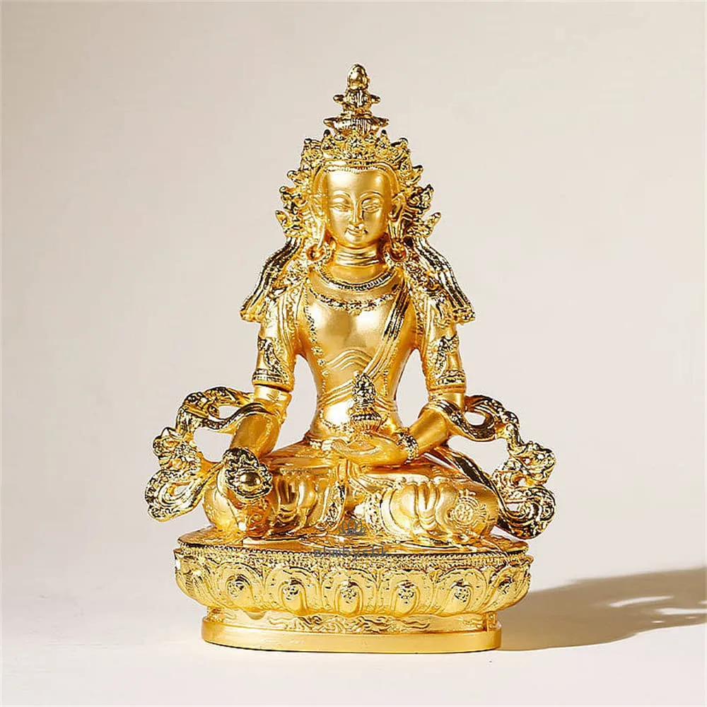 6 Inch Alloy Metal Gold Plated Buddhist Bodhisattva Ksitigarbha Tibetan Esoteric Figure Buddha Statue Home Putting Decorations