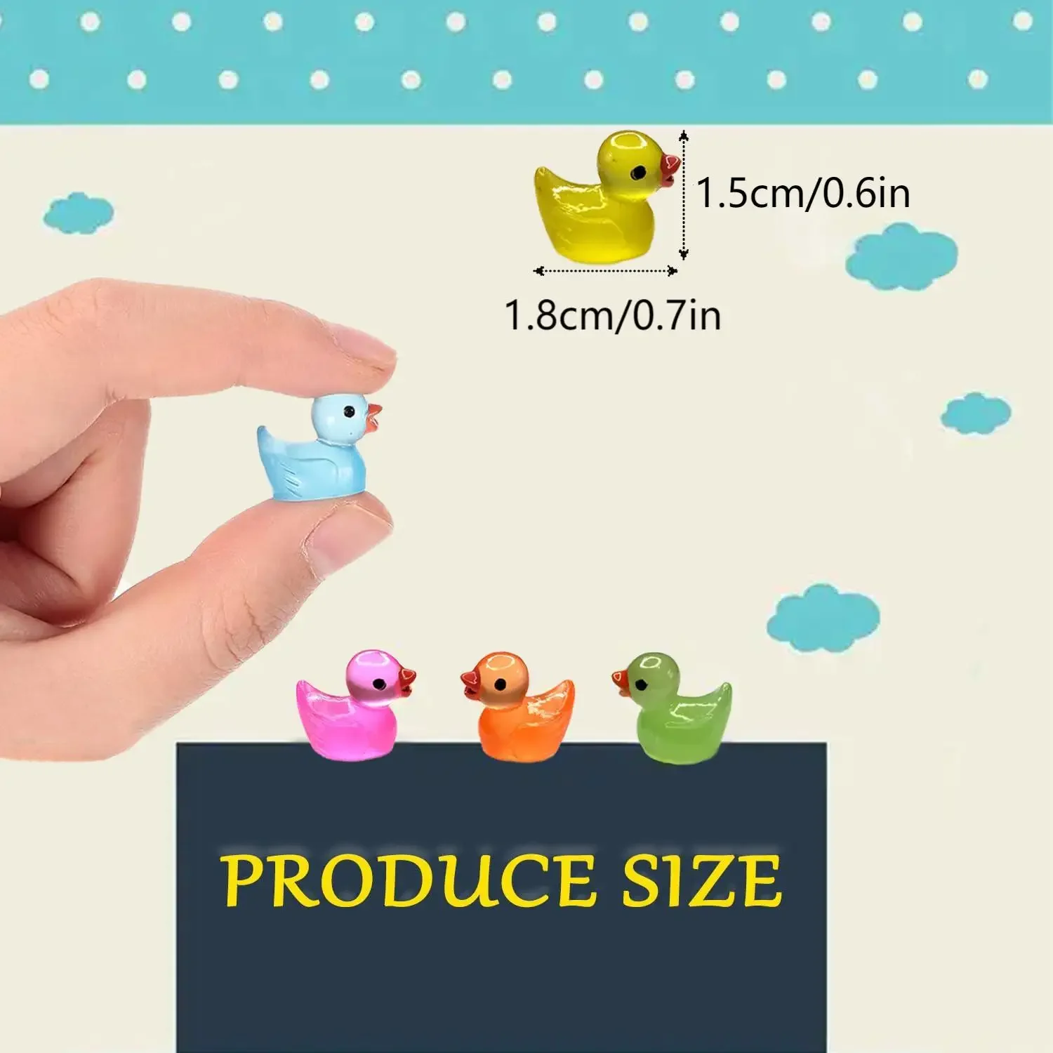 30/60/100PCS Glowing Mini Resin Little Ducks Moss Microlandscape Miniature Duck Figurines Fairy Garden Accessories Home Decor image 3