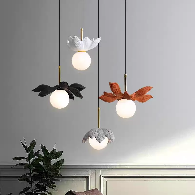 Designer Resin Glass Pendant Light Nordic Personalized Single Head High Quality LED Light for Restaurant Bar Study Room Bedroom