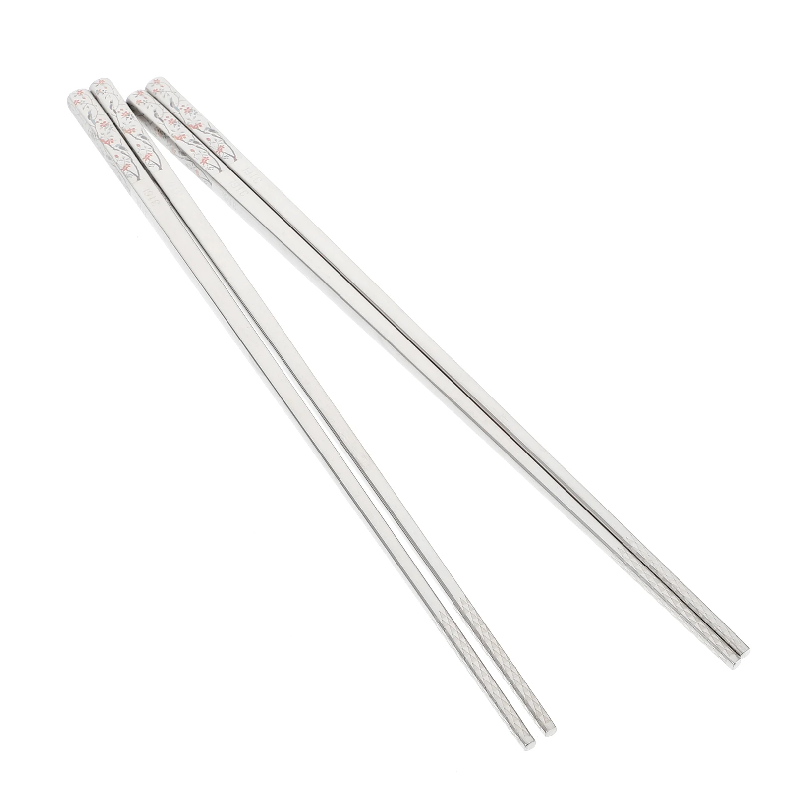 

2 Pairs Anti-slip Stainless Steel Chopsticks Kids Cooking Reusable Kitchen Tools Lightweight Portable Practical Non-slips Food