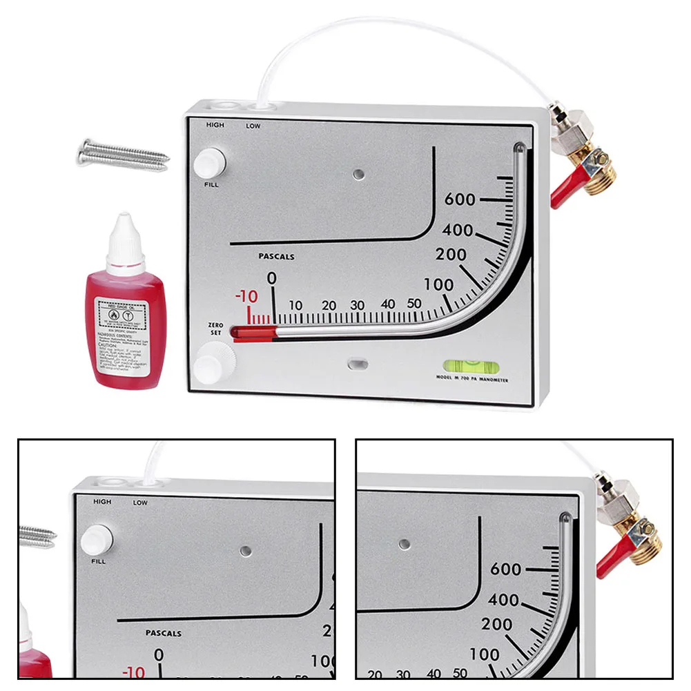Aluminum Filled Manometer for HVAC Air Pressure Testing and Differential Pressure Monitoring in Ventilation Systems