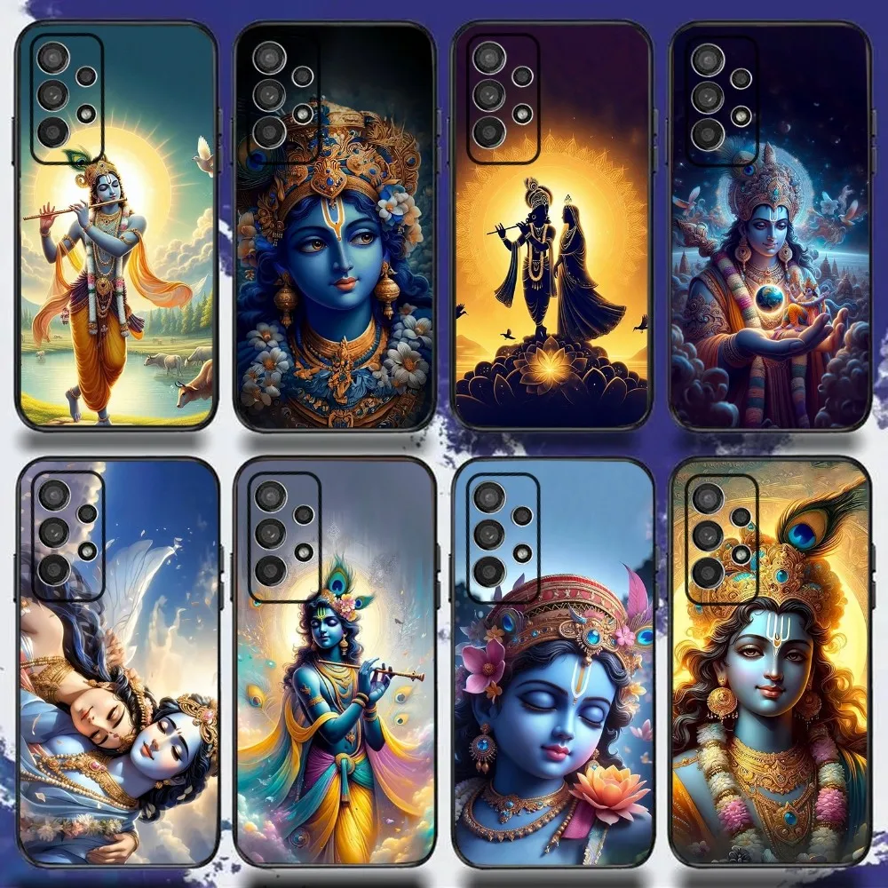 Indian God Lord Krishna Phone Case For Samsung S24,S21,S22,S23,S30,Ultra,S20,Plus,Fe,Lite,Note,10,9,5G Black Soft Cover