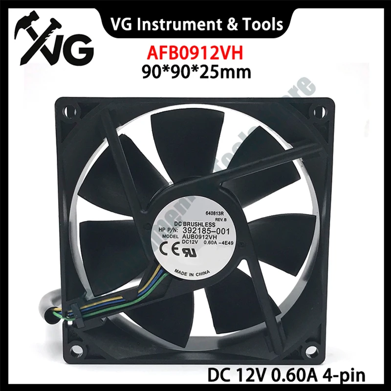 For  new PWM Fan for Delta AFB0912VH = AUB0912VH 90*90*25MM 9225 DC 12V 0.60A 4-pin for Computer CPU Server Inverter