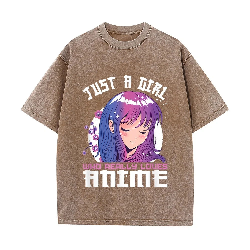 Anime Gifts for Teen Girls Just A Girl Who Loves T-Shirt T Shirt Man Футболка Y2k Unisex Medium Cotton Tee Casual Funny Quote