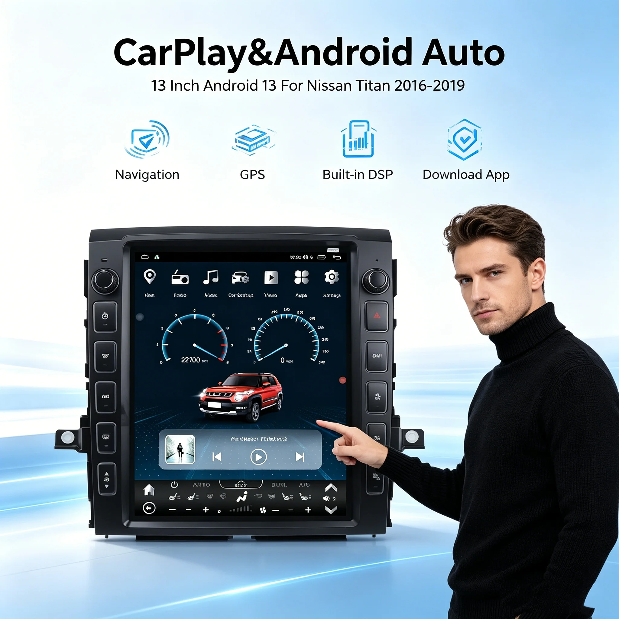 13 Inch Android 13 Car Radio For Nissan Titan 2016-2019 Wireless Carplay Auto Stereo GPS Navigation Multimedia Player Head Unit