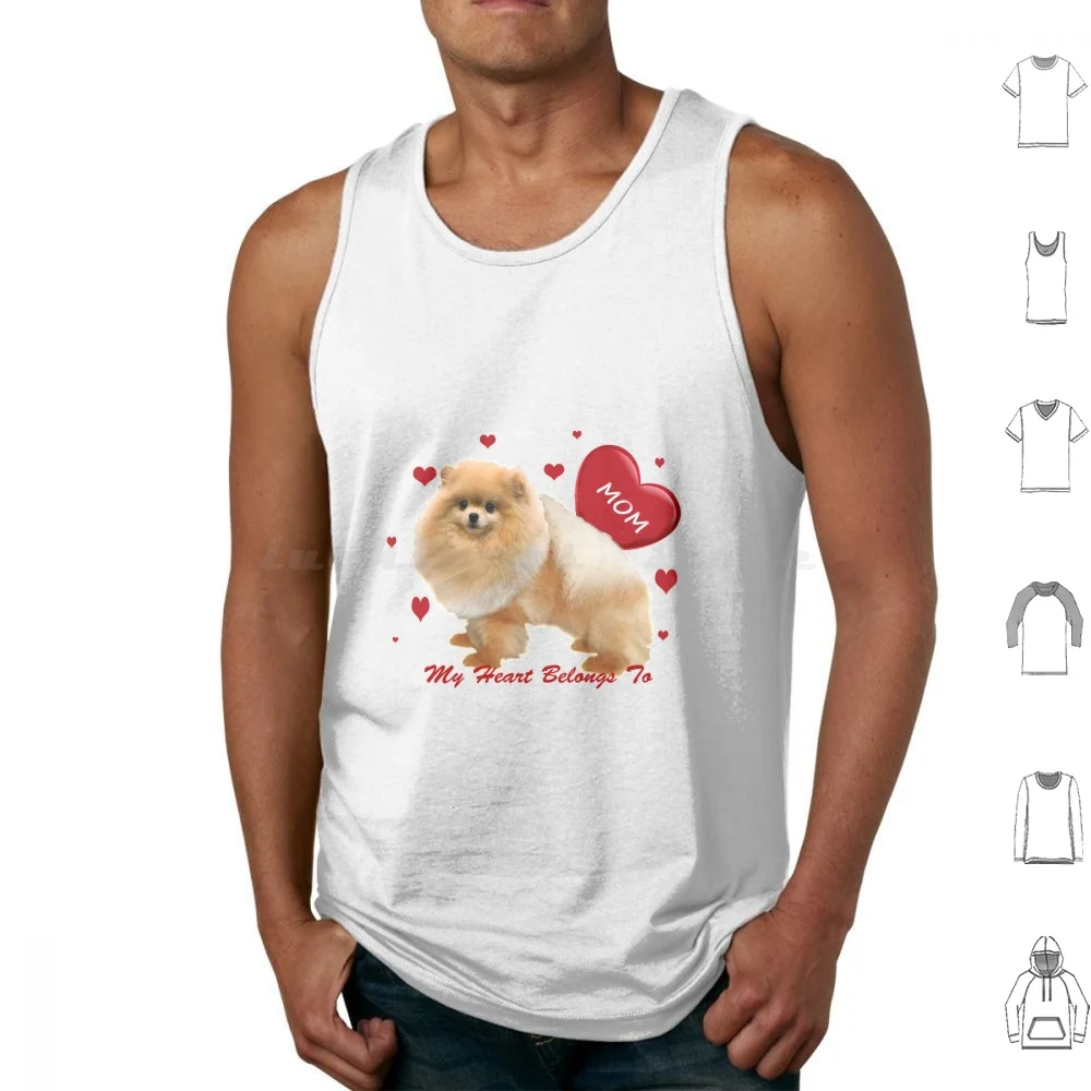 Pomeranian Belongs To Mom Tank Tops Print Cotton Pomeranian Dog Dogs Dog Lovers For Dog Lovers Dog Mom Mothers Day For Mom