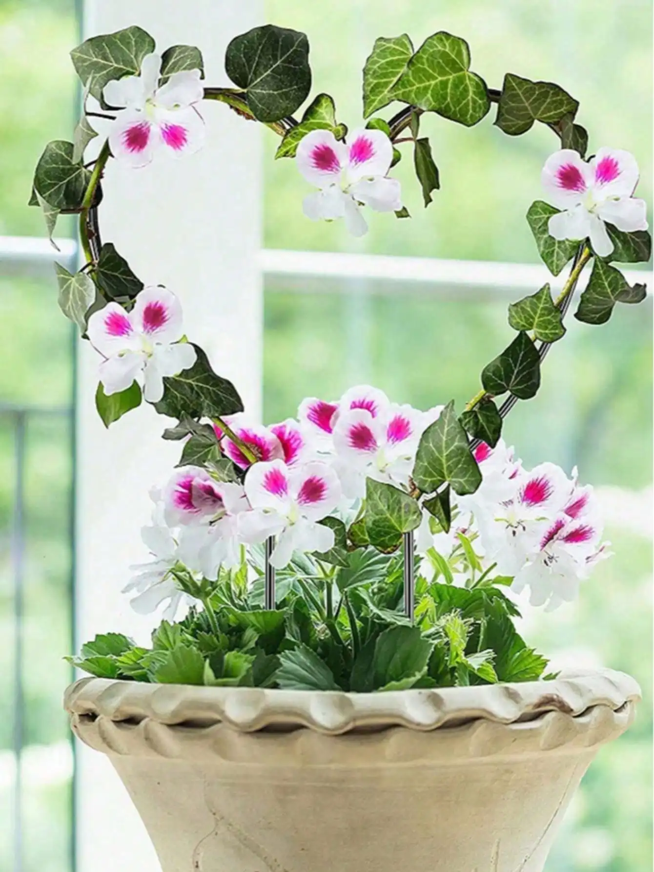 1 metal garden plant rack, decorative potted plant support pole, black coating, iron frame plant rack, suitable for flowers