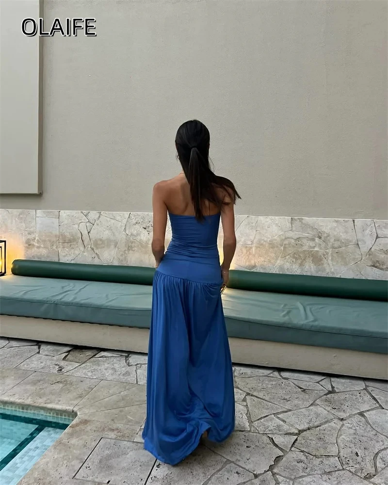 Modesto vestido de baile de sereia sem alças, sem mangas, até o chão, vestidos de noite de cetim, sem costas, vestido de festa formal personalizado