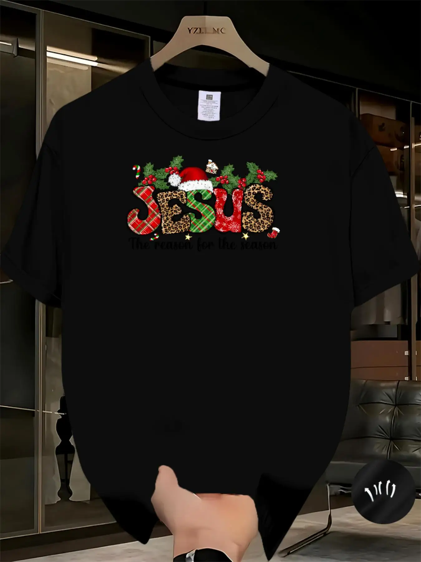Jesus The Reason For The Season Graphic Tee Unisex Cotton T-Shirt for Men Christmas Casual Fitness Wear