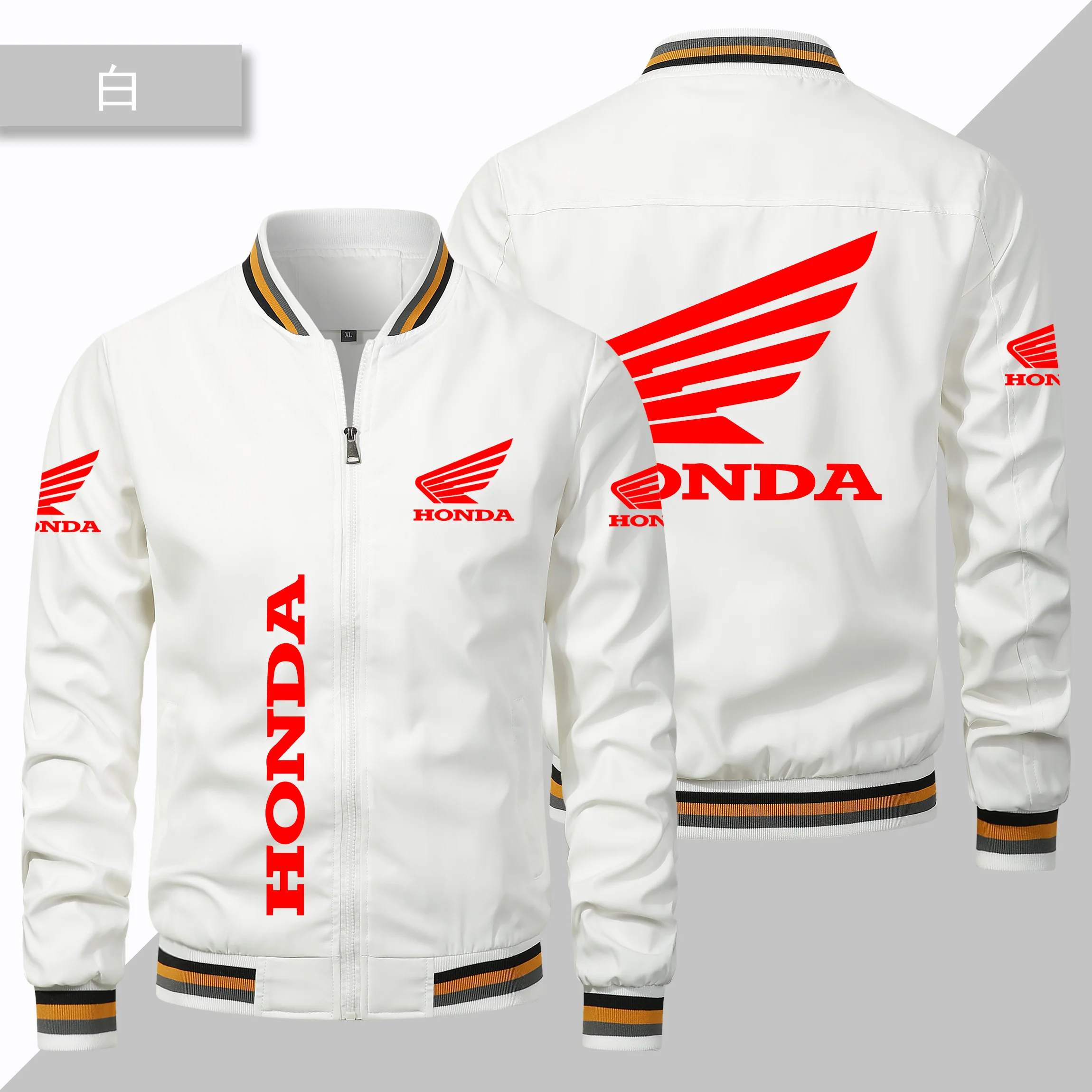 Honda Motorcycle Jacket 2025 New Honda Car Wing HRC Logo Printed Men's Jacket Oversized Motorcycle Racing Round Neck Jacket