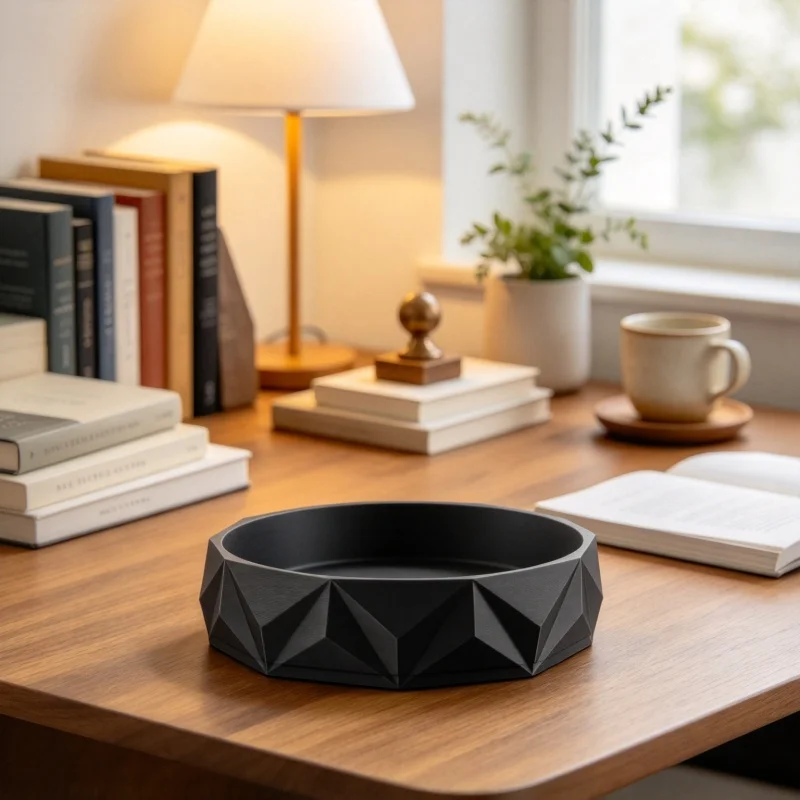 Geometric Diamond Faceted Trinket Tray, Multi‑Faceted Decorative Storage Dish, Modern Tabletop Home Organizer