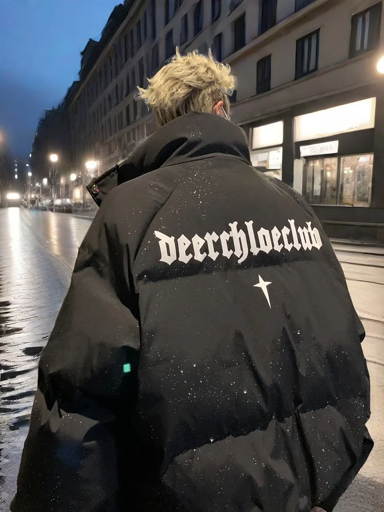 

Bla ort down Cotton Jaet Men's Winter American Trendy Brand Star Outerwear High-End Feeling Cool Couple Bread Coat