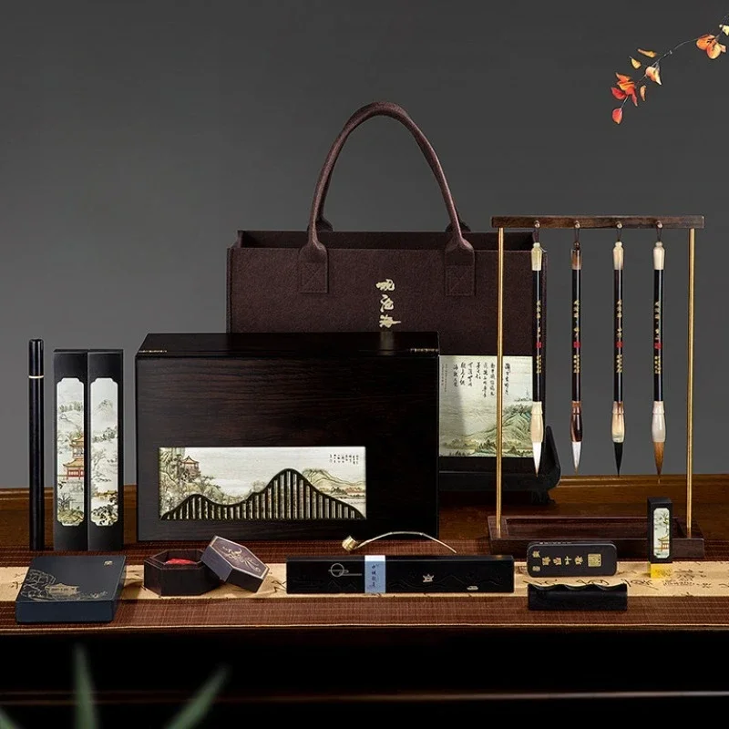 Pen, ink, paper and inkstone, Huizhou ink intangible cultural heritage, She inkstone inkstone, high-end boutique gifts