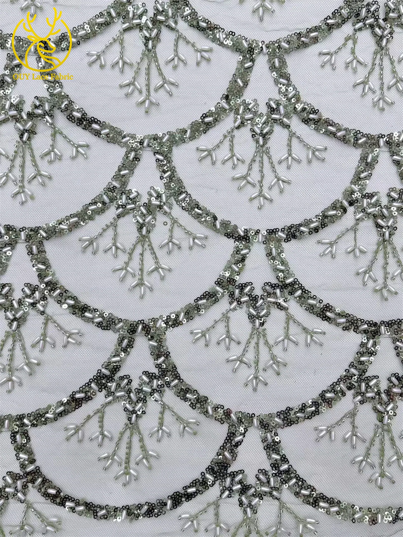 5 Yards französischer Pailletten-Spitzenstoff, afrikanischer Spitzenstoff, nigerianischer Tüll-Mesh-Spitzenstoff für Braut, Hochzeit, Heimdekoration – Detail 26