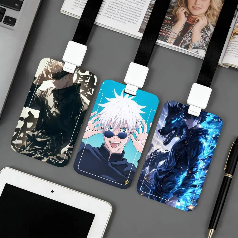 Anime Character Gojo Satoru Jujutsu Kaisen Black Lanyard Card Holders Student Meal Cards And Campus Ids School