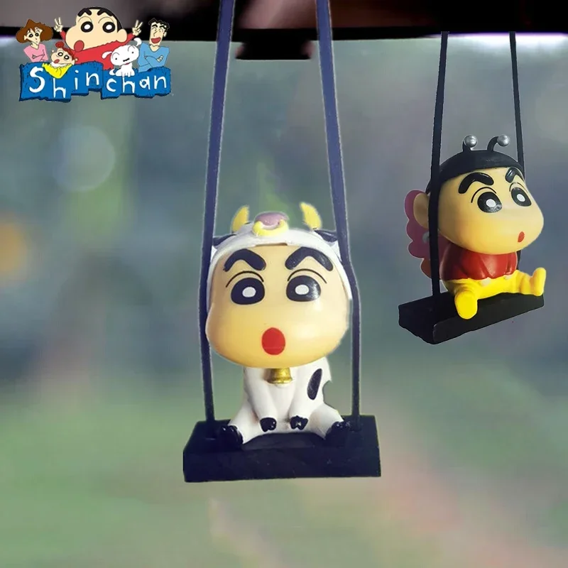 Cartoon Crayon Shin-chan Car Rearview Mirror Pendant Kawaii Shinchan Shinchan Swinging Car Charms Ornaments Hanging Decorations