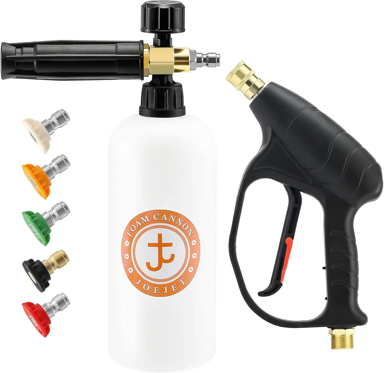 

Pressure Washer Gun with Foam Cannon & 5 Nozzles, 1/4' Quick Connect, 1L