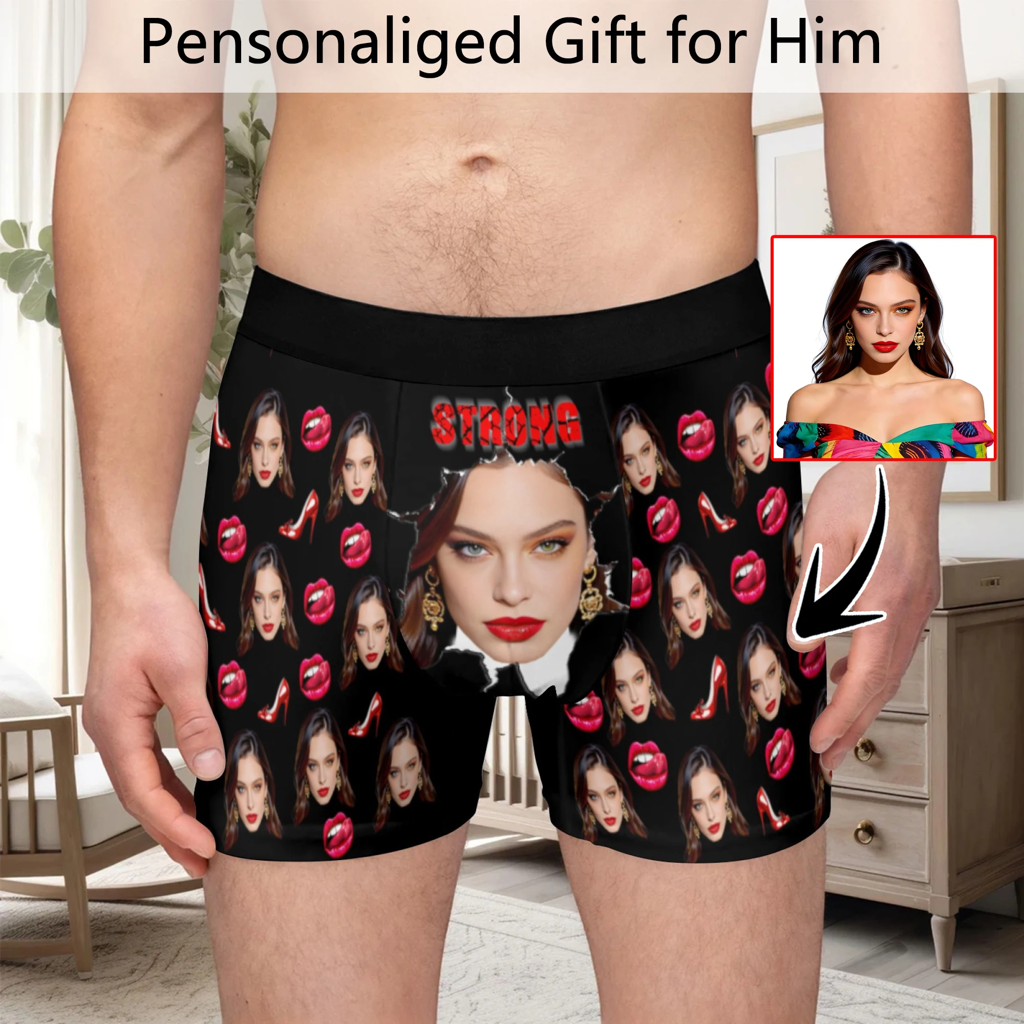 Personalized facial photo DIY customization flat underwear customization men's Valentine's Day gift for husband gift for father