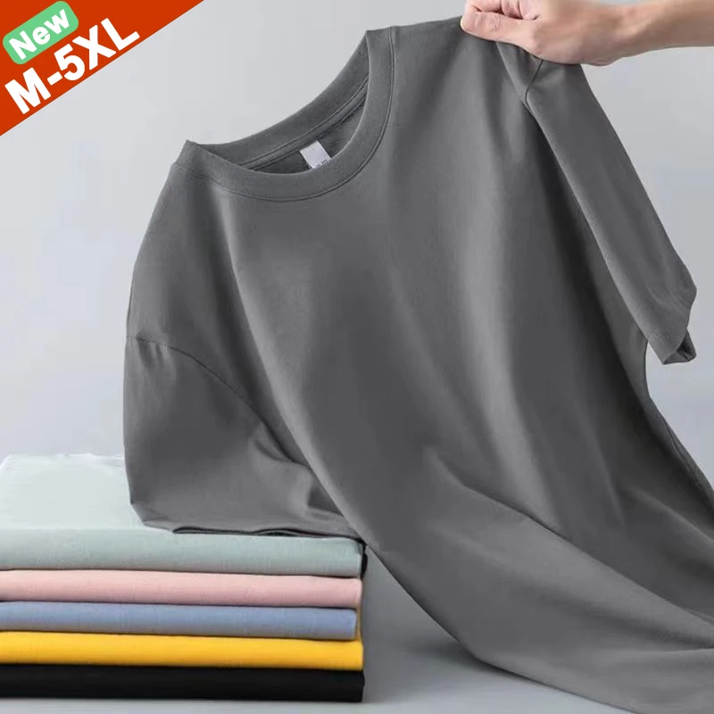 Camisetas de algodón para hombre y mujer, camisa básica de manga corta, Tops lisos de gran tamaño, de buena calidad, para verano