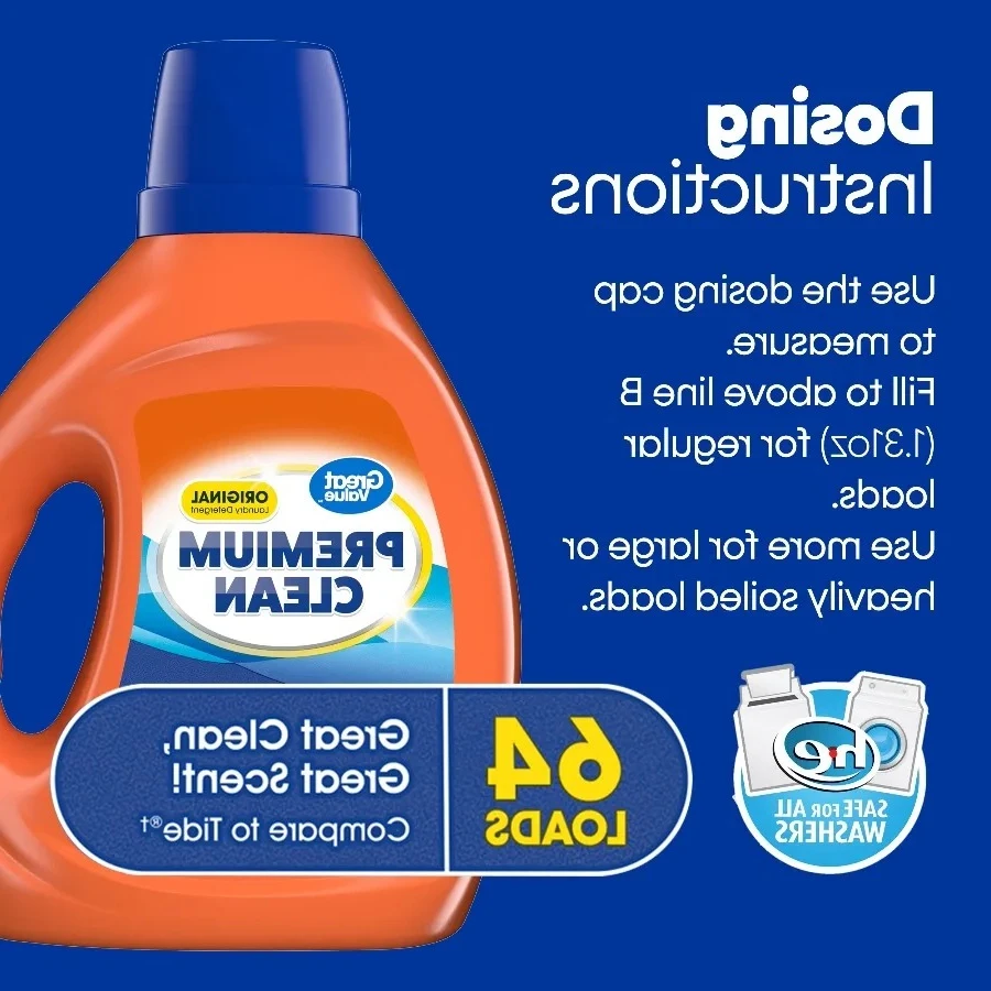 NEW Arrival-Great Value Premium Clean Original Laundry Detergent, 84 fl oz, 64 loads