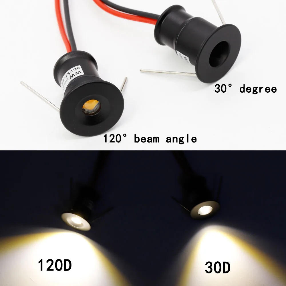 Imagem -03 - Mini Recesso Led Spot Light Branco Preto Prata 12v Ip65 Teto Downlight Lâmpada de Gabinete Interior Holofote ao ar Livre com Driver 1w