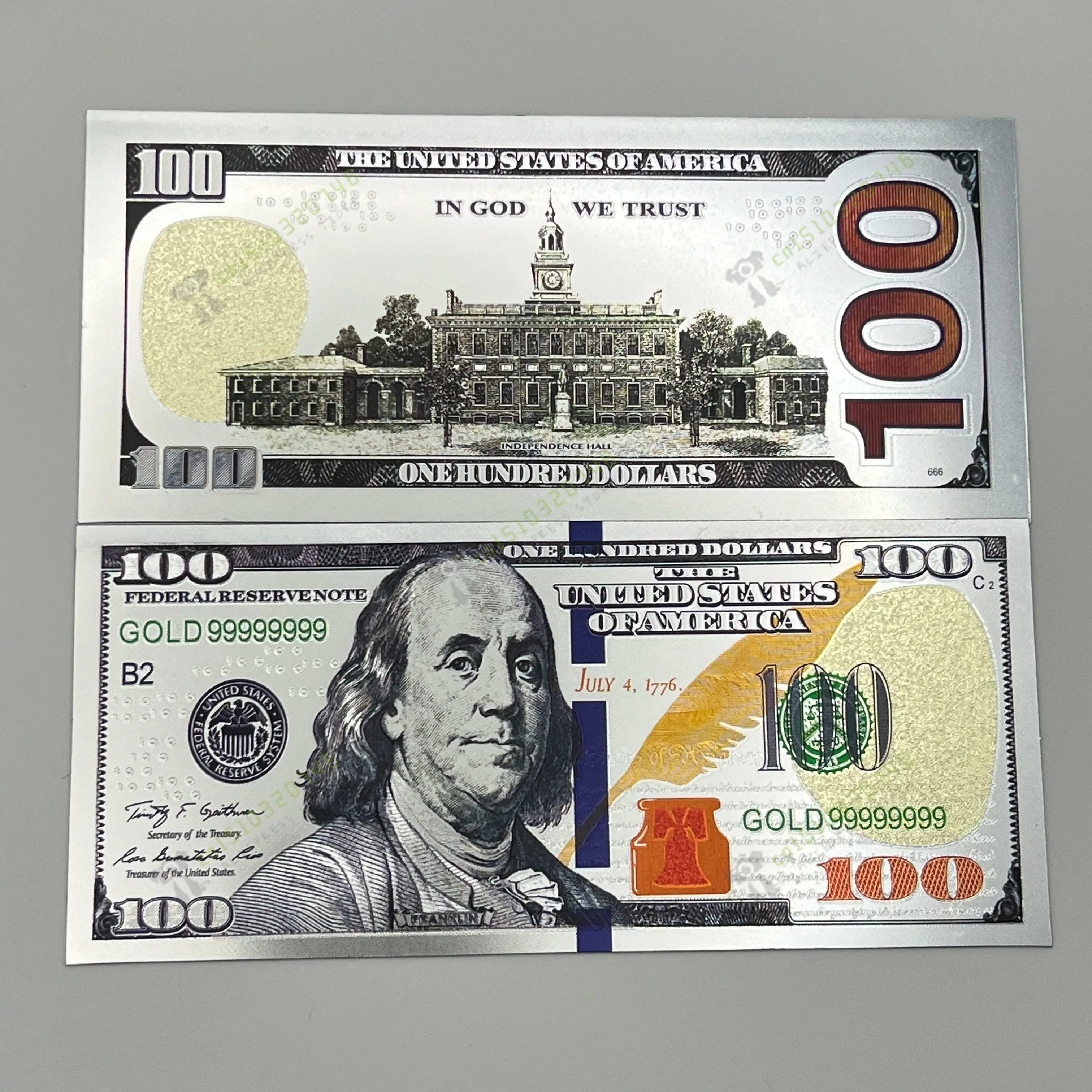 

20/50/100pcs USD 100 Dollars 24k Gold Foil Golden USD 100 Dollar Fake Bills Paper Money Banknotes Crafts