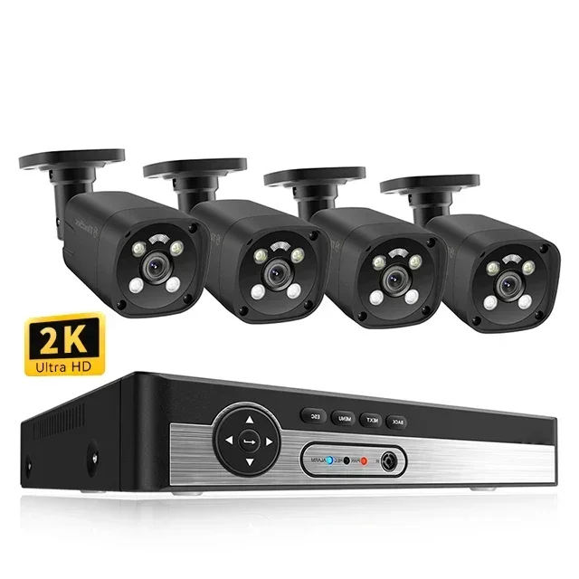 

Red-Blue Light Alarm Nvr Security Cctv Camera System 4Mp 8 Channel Surveillance Camera System