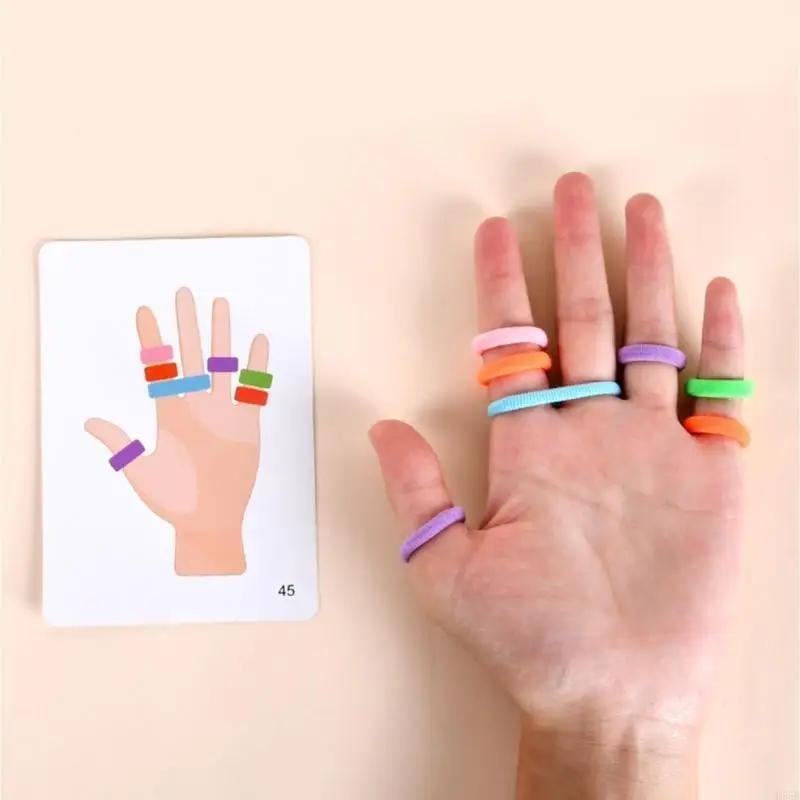 H55B -Fingerringe passende Brettspielfarbe Cognitive Game Kinder lernen Spielzeug