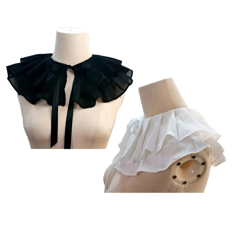 Peterpan Collar Ruffled Collar White Vintage Large Lapel Half Shirt Collar Sweet Girls Large Lapel Decorative Shawl