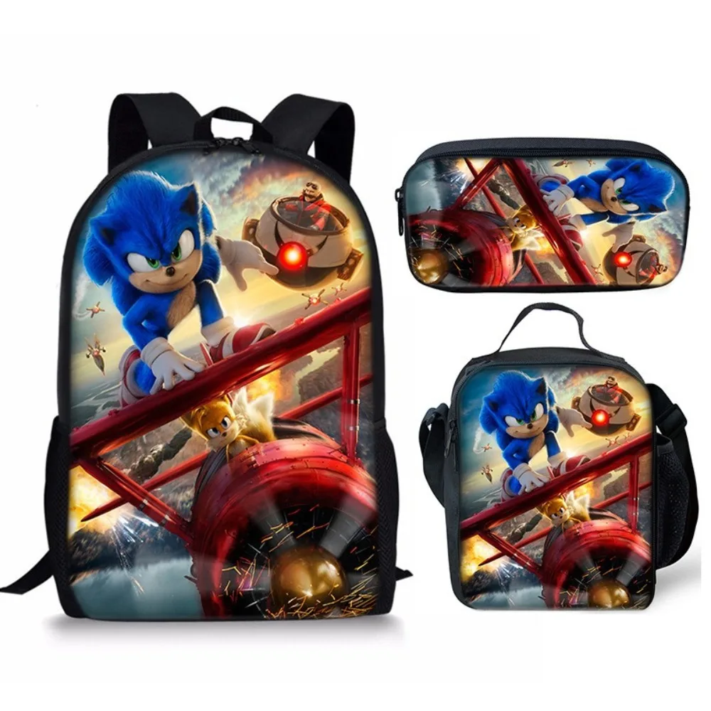 

Gaming Hedgehog 3-in-1 Set: Kids Backpack with Insulated Lunch Bag & Pencil Pouch. Cool Cartoon Gift Bundle, Fast Shipping