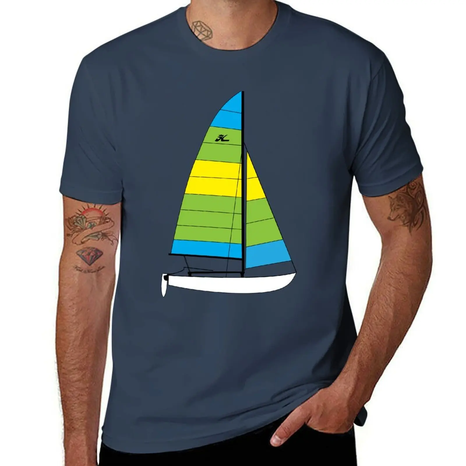 Hobie 16 Catamaran Sailboat T-Shirt Independence Day Short Sleeve T-Shirt
