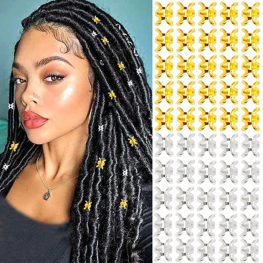 

30Pcs 50Pcs 100Pcs Gold Silver Dreadlocks Beads Hair Bead Dreadlock Bride Hair Rings Decor Braiding Hairpins Braiders Wholesale