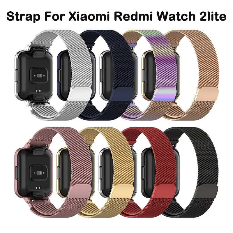 Metal Case Protector Stainless Bracelets For Xiaomi Mi Watch Lite Strap Mesh Loop Band For Redmi Watch 2 /2 Lite Protect Case