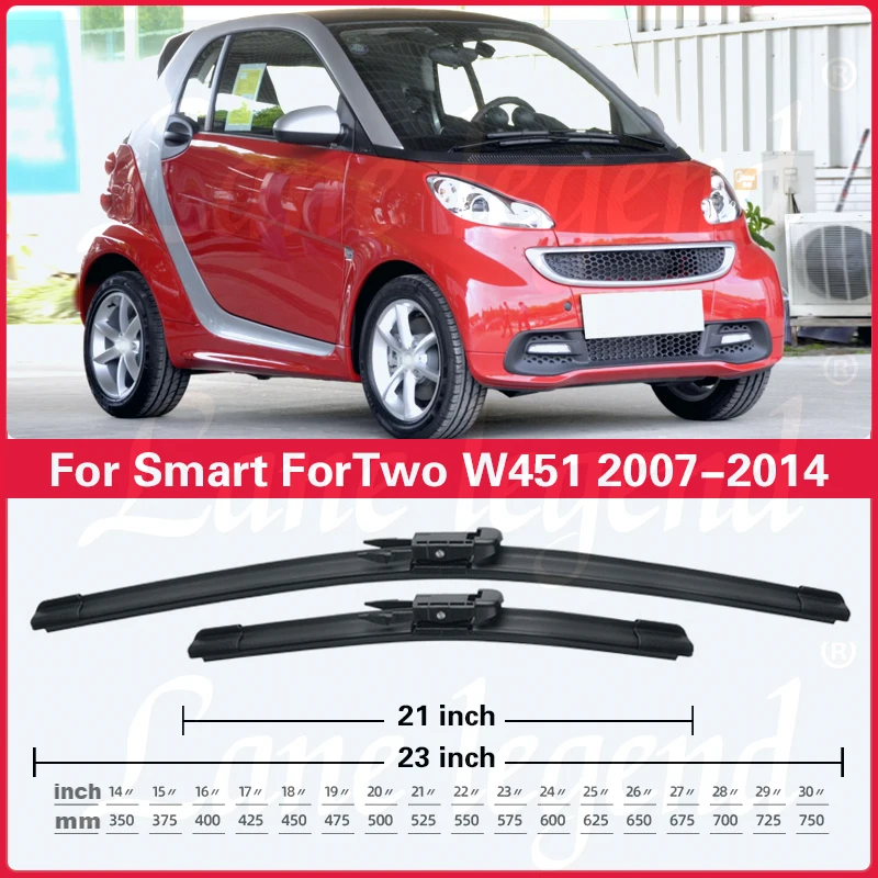 Ruitenwisser Voor Achter Ruitenwisserbladen Set Voor Smart Fortwo W451 Coupé 2007-2014 Zachte Rubberen Voorruit Ruitborstel 23 "21" 10"