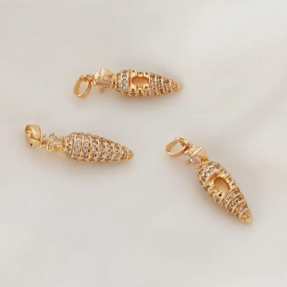 

Copper Gold-plated 14K Gold-encrusted with Diamonds Full of Zircon, Carrot Pendant Bracelet Necklace Earrings DIY Accessories