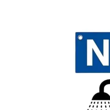 Metal Pool Shower Notice Sign Bilingual English Spanish 12x8 Inch Blue Tin Sign for Poolside Spa Outdoor Installation
