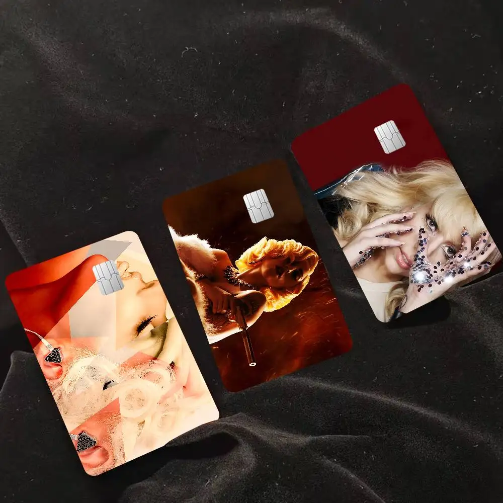Singer L-Lady G-Gaga 2024 Anime Cartoon Skin Stickers Film Tape Case for Big Credit Debit Card Front Side