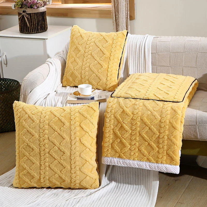 2 In 1 Pillow Blanket Warm Taffe Velvet Cushion Blanket Office Nap Blanket Cover Home Car Travel Pillow Lamb Velvet Blanket