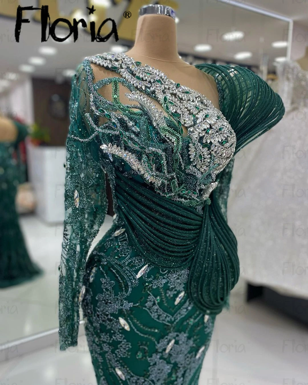 Abiye Dark Green Evening Dress Plus Size Dubai Wedding Guest Prom Dress Mermaid Formal Occasion Dresses Vestido Festa Chic 2024