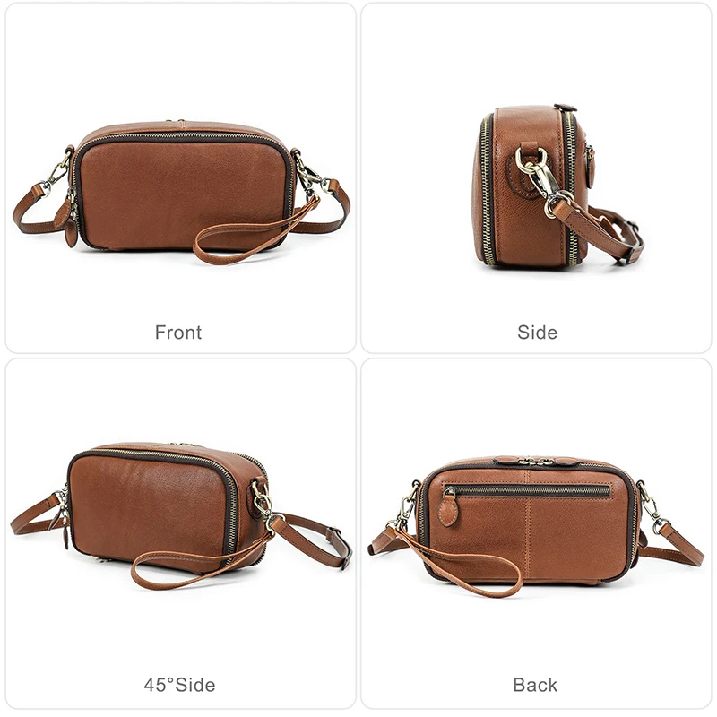 Contact\'S Genuine Leather Crossbody Bag For Women Fashion Casual Satchels Long Strap Sling Shoulder Bag Portable Zipper Handbag