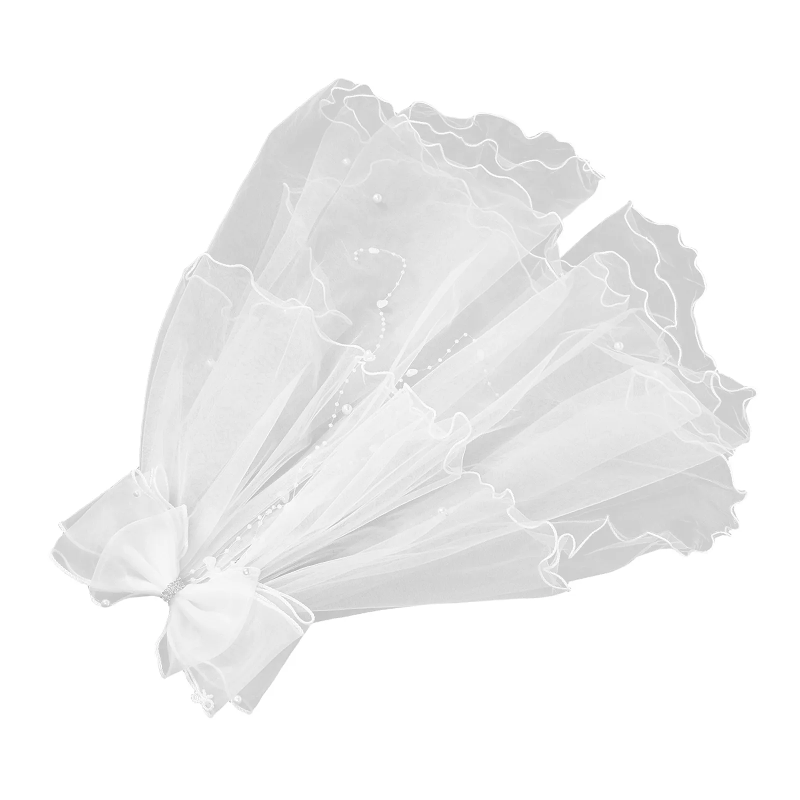 

Childs Holy Communion Veil Elegant Bow Church Ceremony Headwear Soft Secure Fit for Girls Wedding Birthday Party Occasions
