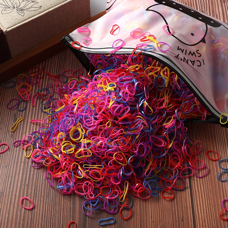 1000 Stücke Mädchen Haarbänder Haarschmuck Nylon Gummiband Elastisches Stirnband Kinder Pferdeschwanzhalter Bands Kinder Ornamente Geschenk – Detail 11