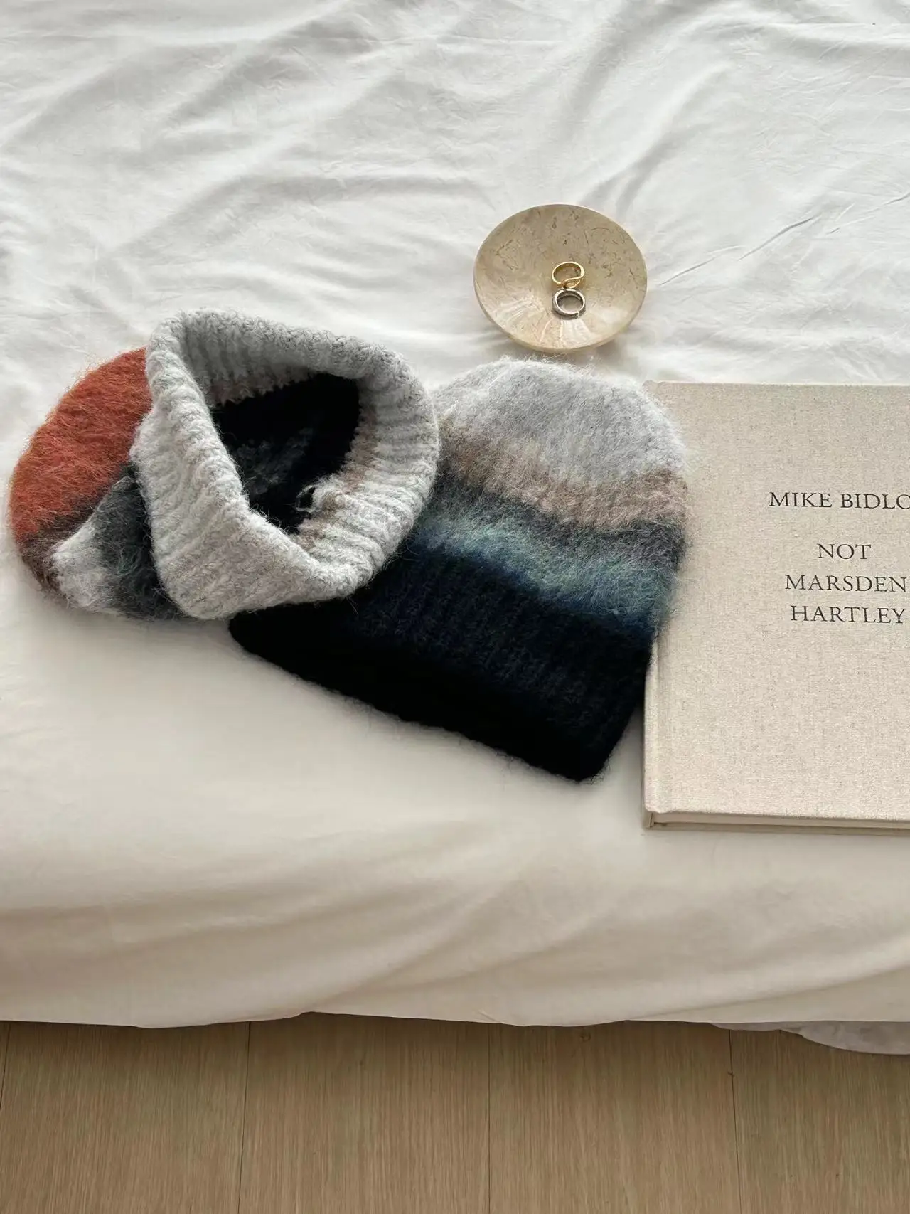 Gestreifte Regenbogen mützen Hut Schal zweiteiliges Set für Frauen & Männer Winter warme Schädel hüte Unisex Outdoor kälte feste Schal kappen Set – Detail 10