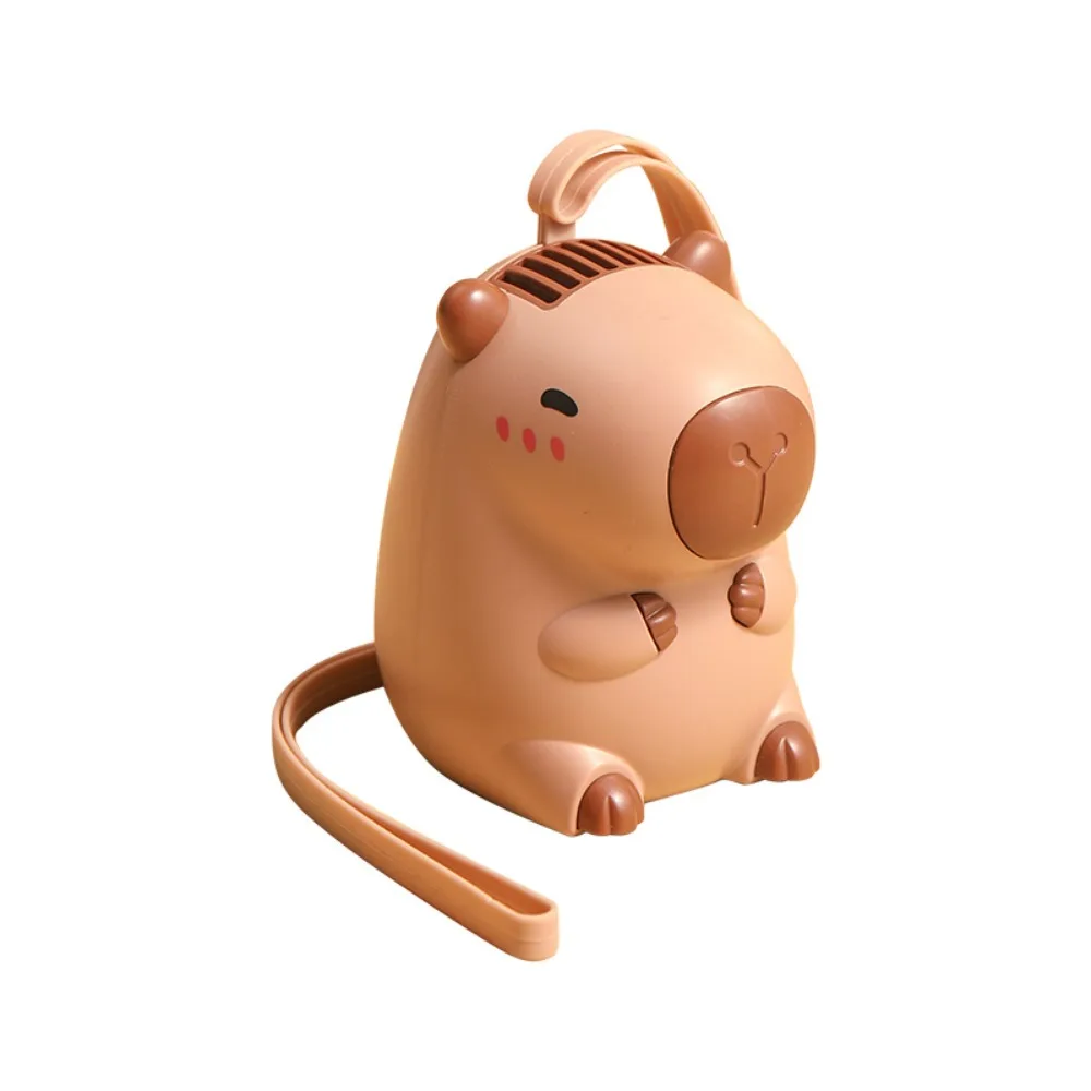 Fashion Neck Strap Capybara Hanging Neck Fan Small Size USB Charging Handheld Fan Cartoon Air Cooler Cooling Fan Outdoor